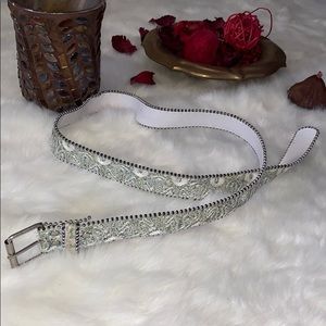 Sparkly silver & green belt